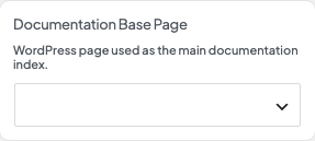 Documentation Base Page (page selector) setting in the block editor sidebar