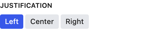Justification setting in the block editor sidebar