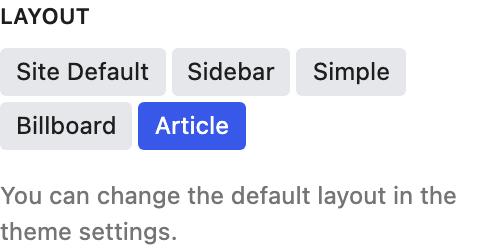 Layout setting in the block editor sidebar