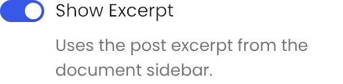 Show Excerpt setting in the block editor sidebar