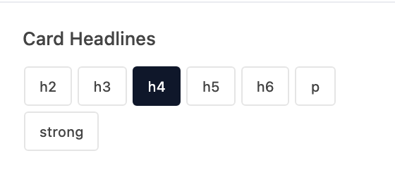 Card Headlines setting in the block editor sidebar