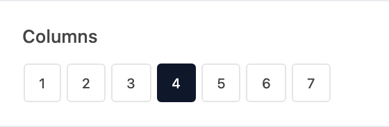 Columns setting in the block editor sidebar