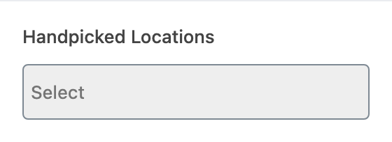 Handpicked Locations setting in the block editor sidebar