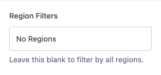 Region Filters setting in the block editor sidebar