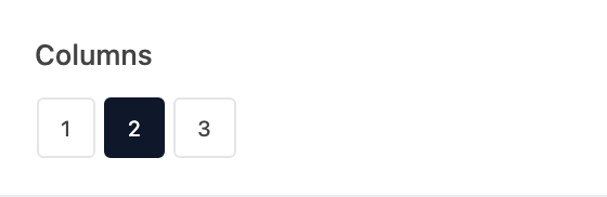 Columns setting in the block editor sidebar