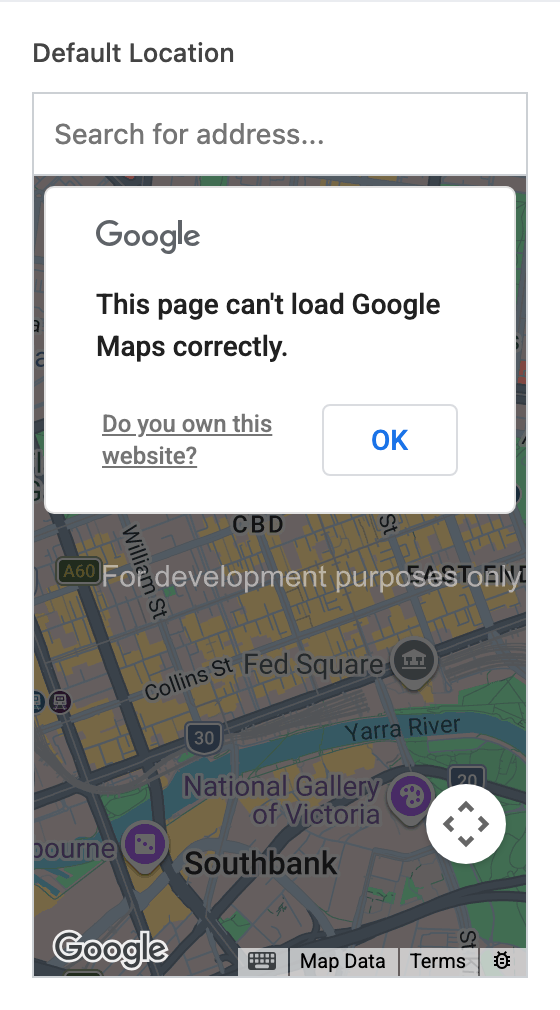 Default Location setting in the block editor sidebar