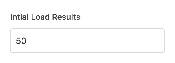 Intial Load Results setting in the block editor sidebar