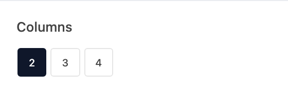 Columns setting in the block editor sidebar