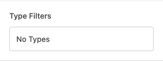 Type Filters setting in the block editor sidebar