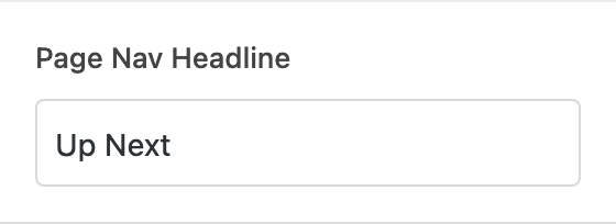 Page Nav Headline setting in the block editor sidebar
