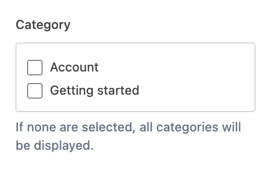 Category setting in the block editor sidebar