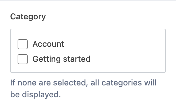 Category setting in the block editor sidebar