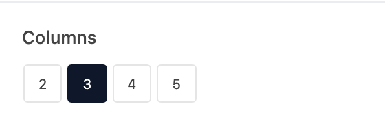 Columns setting in the block editor sidebar