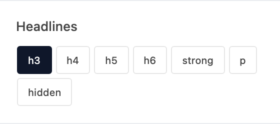 Headlines setting in the block editor sidebar