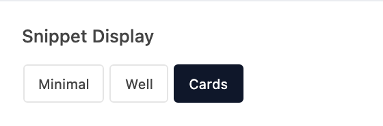 Snippet Display setting in the block editor sidebar