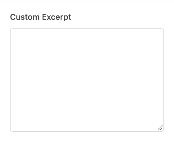 Custom Excerpt setting in the block editor sidebar