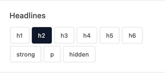 Headlines setting in the block editor sidebar