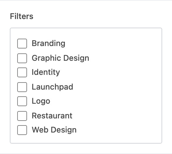Filters setting in the block editor sidebar