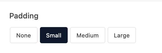 Padding setting in the block editor sidebar