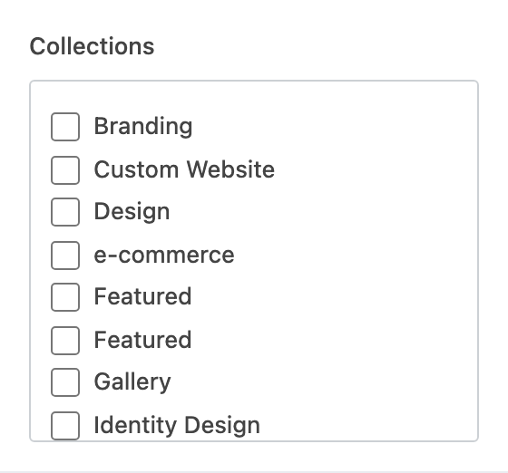 Collections setting in the block editor sidebar