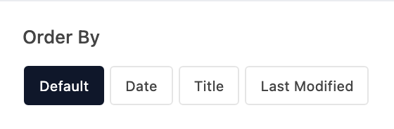 Order By setting in the block editor sidebar