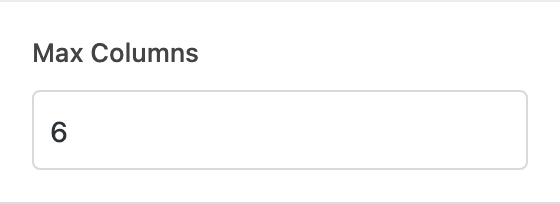 Max Columns setting in the block editor sidebar