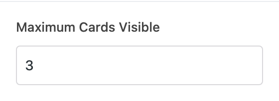 Maximum Cards Visible setting in the block editor sidebar