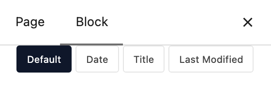 Order By setting in the block editor sidebar