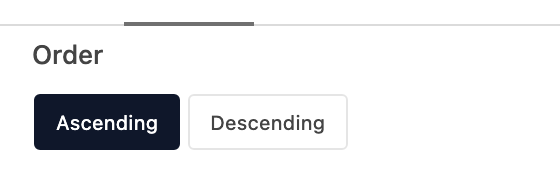 Order setting in the block editor sidebar