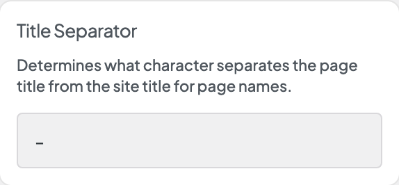 Title Separator setting in the block editor sidebar