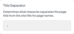 Title Separator setting in the block editor sidebar