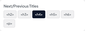 Next/Previous Titles setting in the block editor sidebar