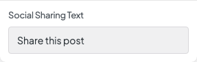 Social Sharing Text setting in the block editor sidebar