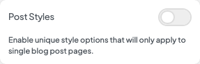 Post Styles setting in the block editor sidebar