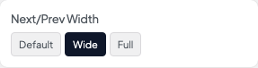 Next/Prev Width setting in the block editor sidebar
