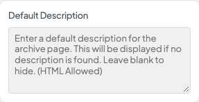 Default Description setting in the block editor sidebar
