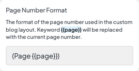 Page Number Format setting in the block editor sidebar