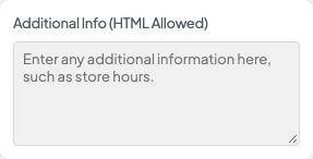 Additional Info (HTML Allowed) setting in the block editor sidebar