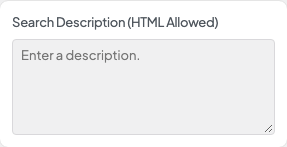 Search Description (HTML Allowed) setting in the block editor sidebar