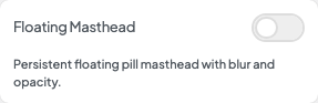Floating Masthead setting in the block editor sidebar