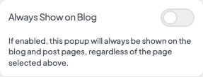 Always Show on Blog setting in the block editor sidebar