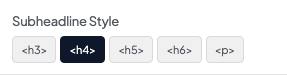 Subheadline Style setting in the block editor sidebar