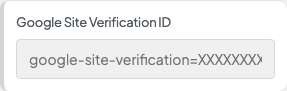 Google Site Verification ID setting in the block editor sidebar