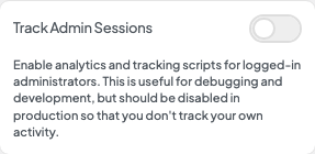 Track Admin Sessions setting in the block editor sidebar