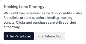 Tracking Load Strategy setting in the block editor sidebar