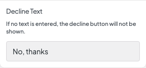 Decline Text setting in the block editor sidebar