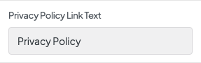 Privacy Policy Link Text setting in the block editor sidebar
