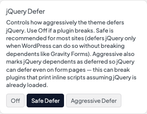 jQuery Defer setting in the block editor sidebar