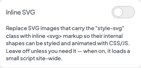Inline SVG setting in the block editor sidebar
