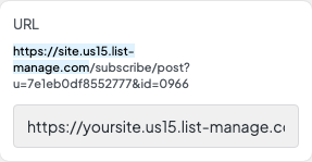URL setting in the block editor sidebar